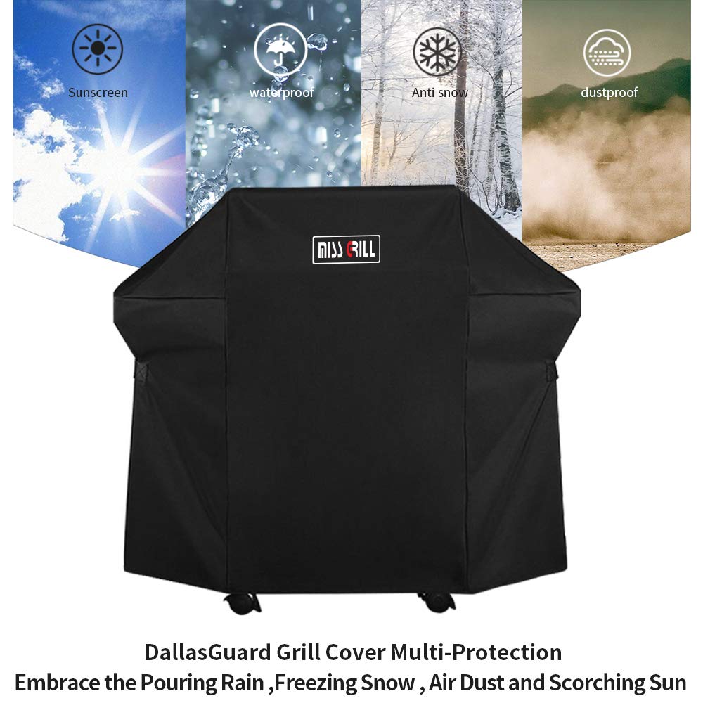 MissGrill easy clean storage bag included for tidy off season storage.
