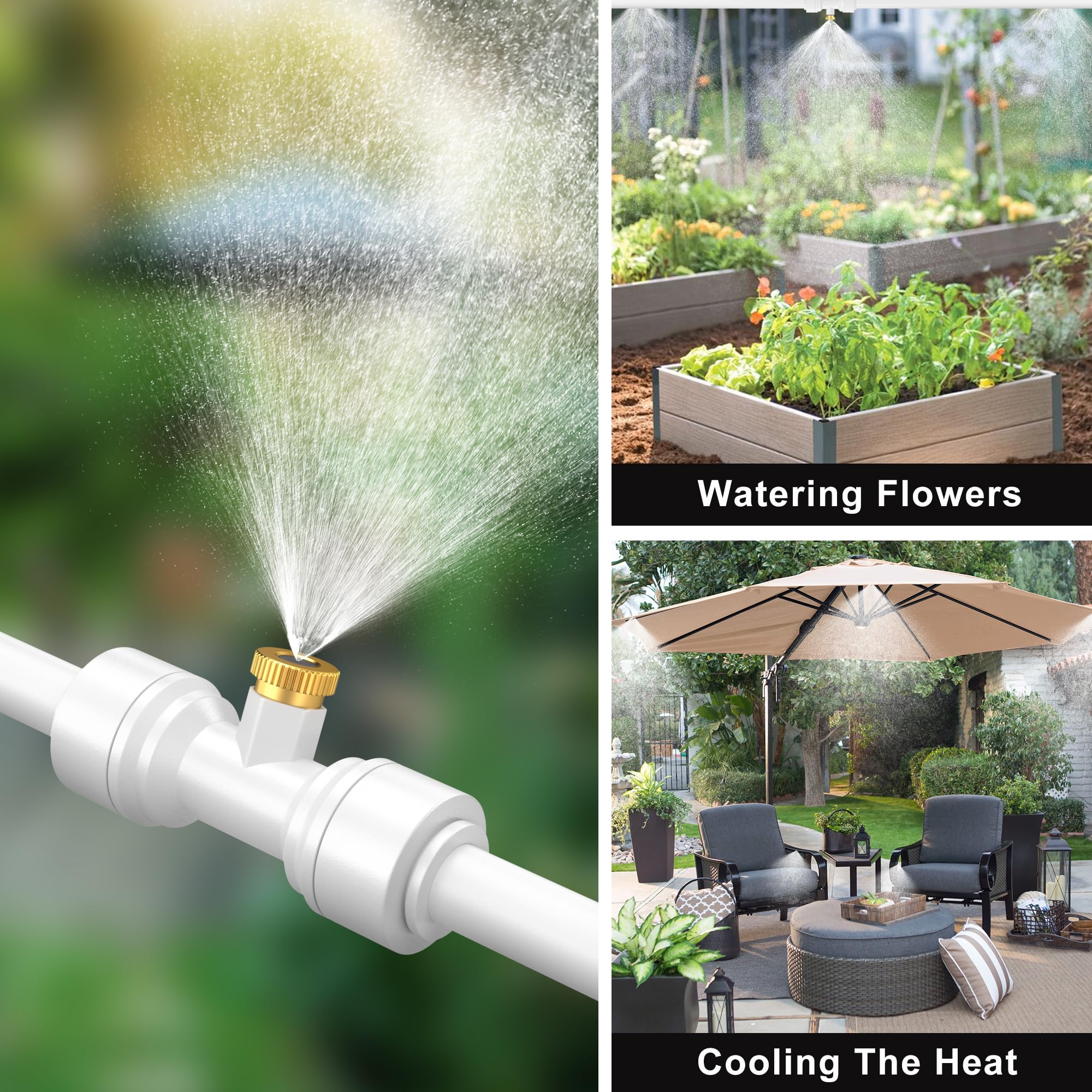 MISSIGO misting system suits pasture and garden cooling near seating areas.
