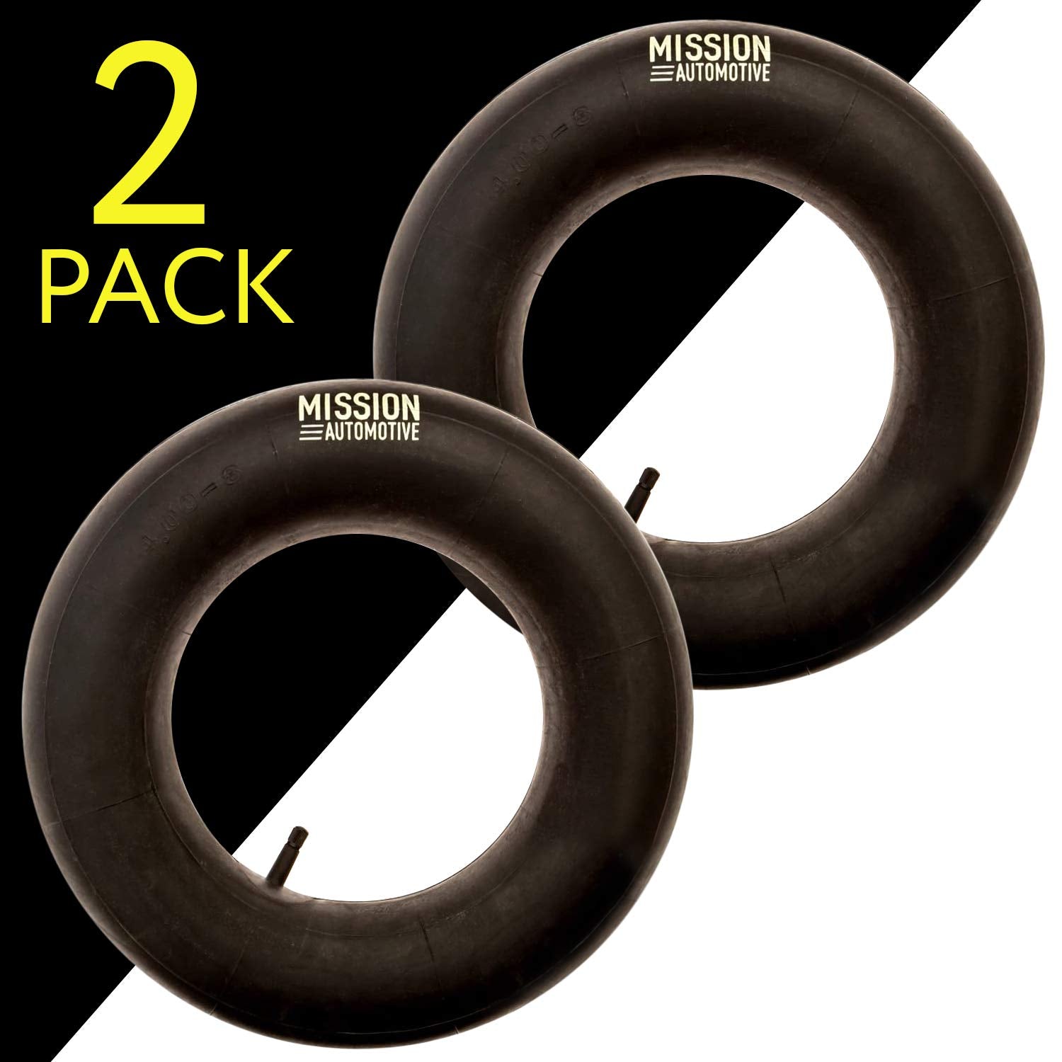 Installed Mission Automotive inner tube in a wheelbarrow tire for smooth operation.