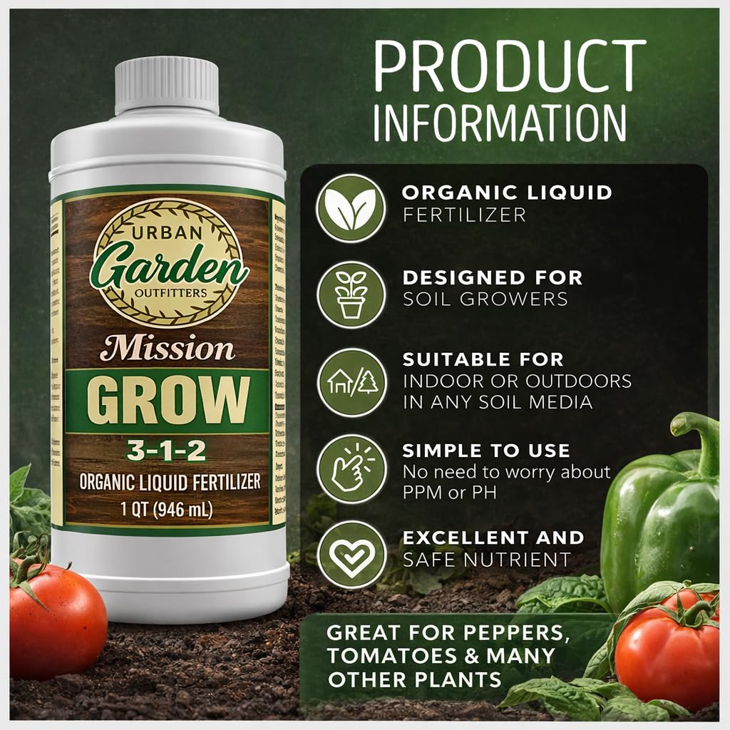 Mission Fertilizer Grow 3-1-2 lush foliage boosts greener leaves in home gardens.