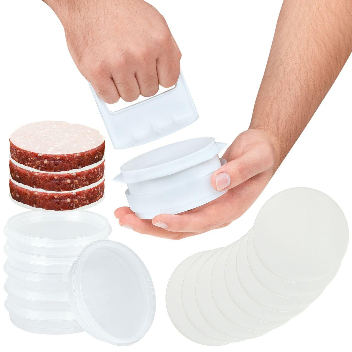 Mission Gallery hamburger press top view forming uniform patties for even cooking