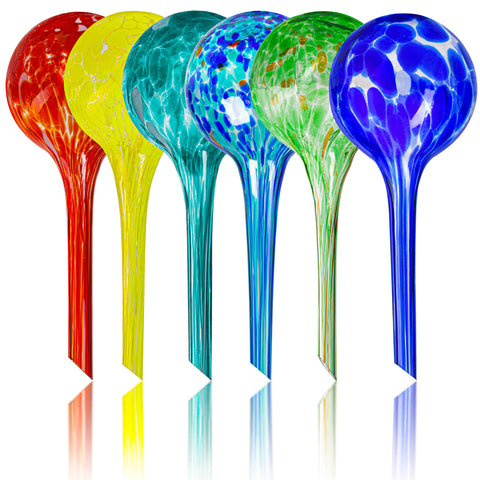 Mission Gallery plant watering globes set of 6 atop a windowsill showcasing six glass bulbs