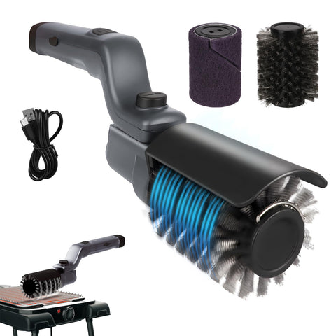 Mistcado cordless electric grill brush shows ease of outdoor cleaning without outlets