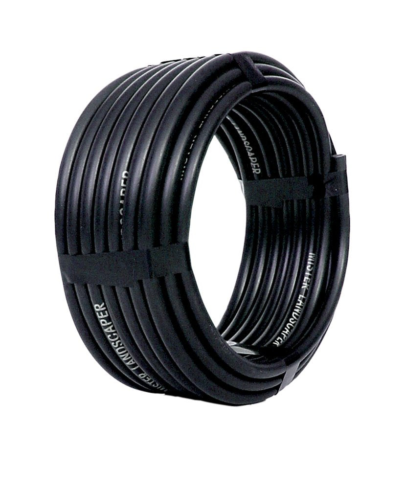 Mister Landscaper 30 ft coil of black 1/4-in tubing ready to extend drip lines.