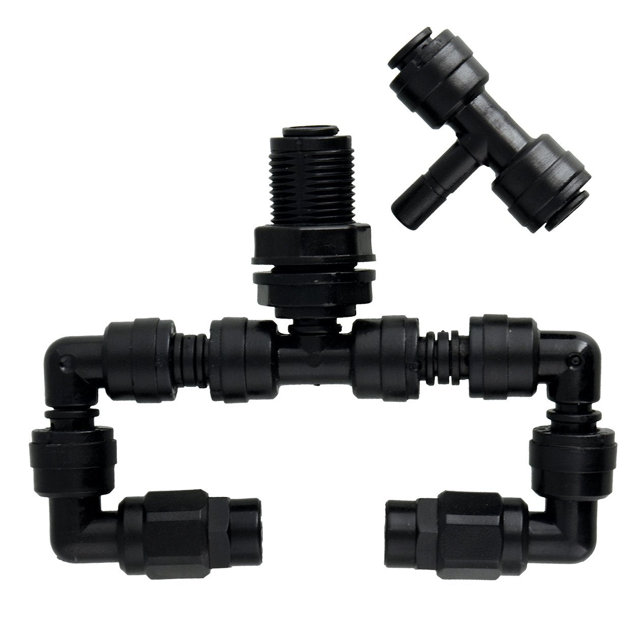 MistKing 22255 double misting assembly fitting T value for reef aquariums, enabling efficient circulation.