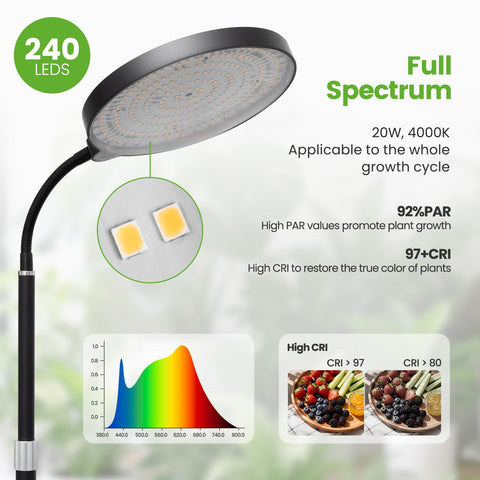 MistyJungle gooseneck offers flexible directional lighting for precise leaf exposure.