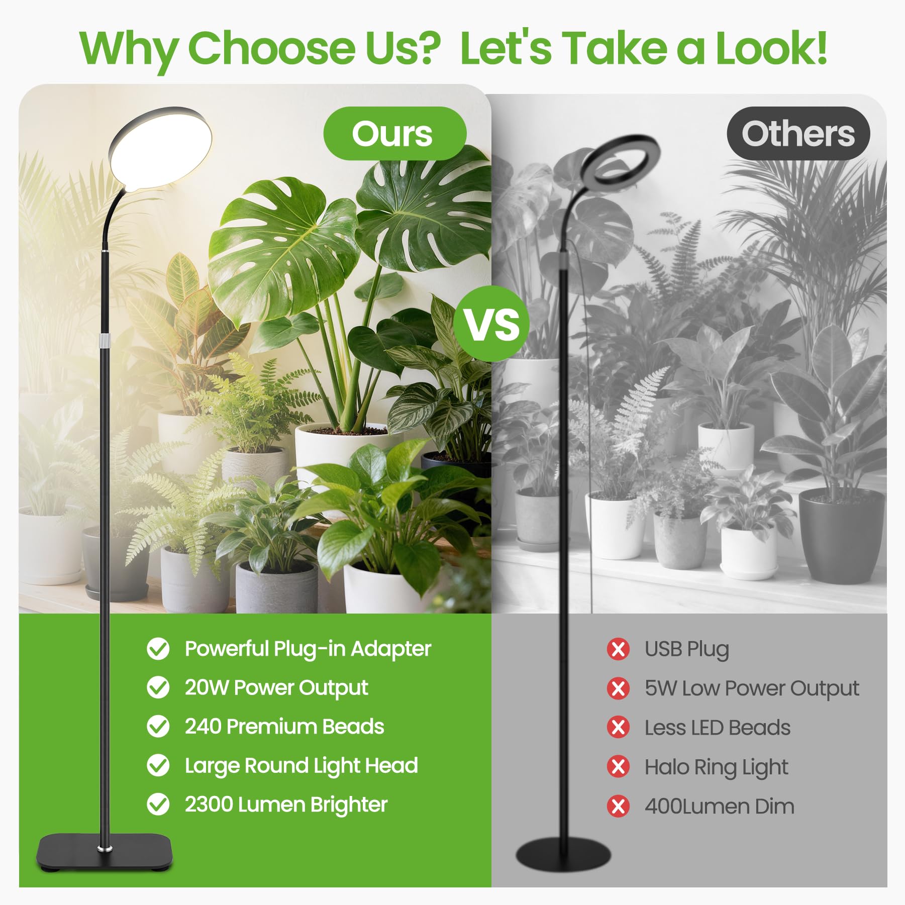 MistyJungle grow light head, provides even coverage for lush indoor greens.