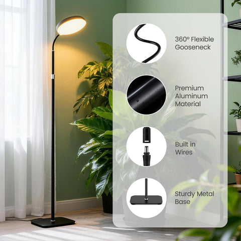 MistyJungle lamp in-use over shelves shows even canopy lighting.