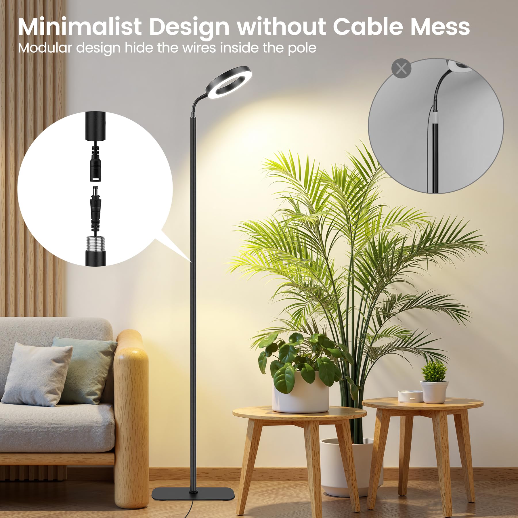 MistyJungle adjustable gooseneck supports precise light direction for shelves and pots.
