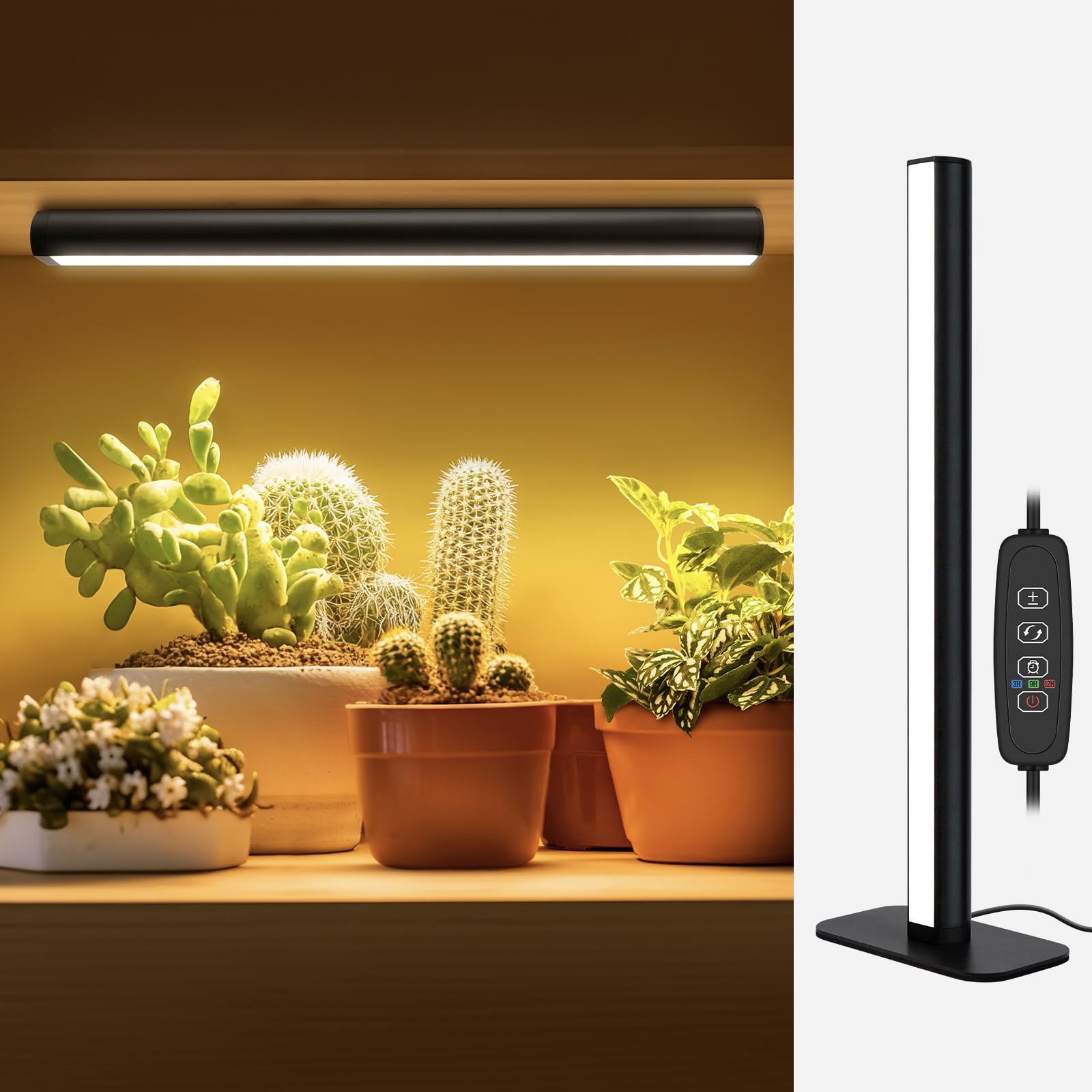 MistyJungle grow light angled view for seed starting and compact placement