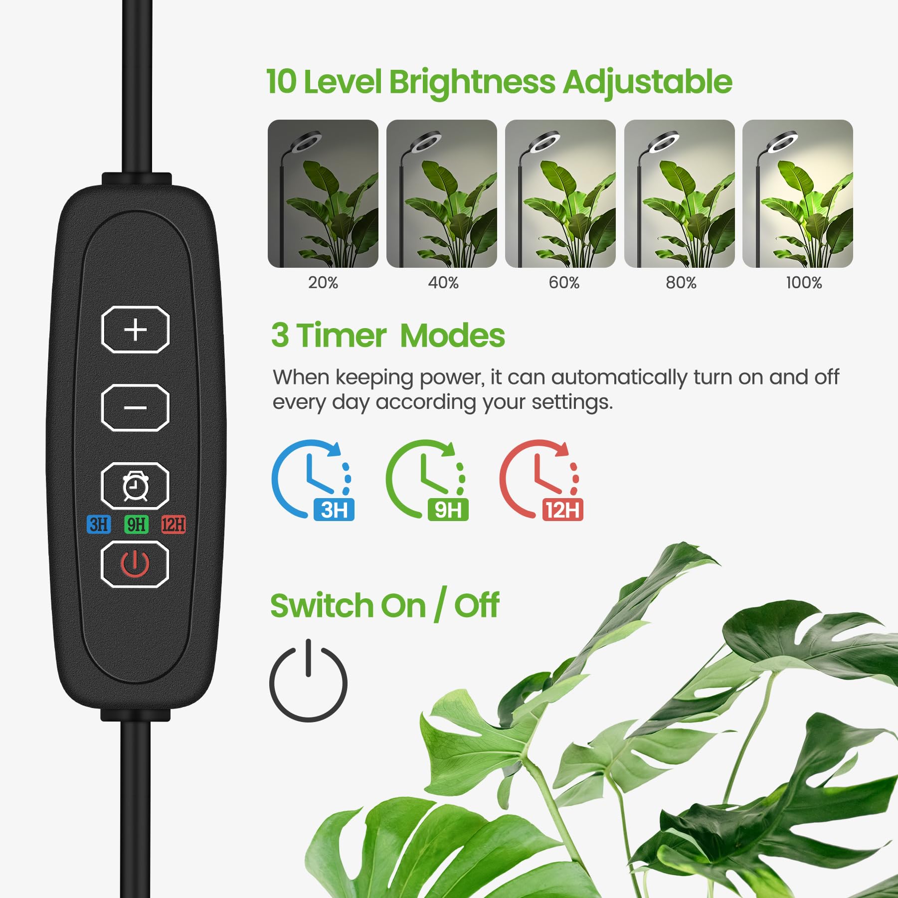 MistyJungle 3/9/12-hour timer maintains consistent daily lighting.