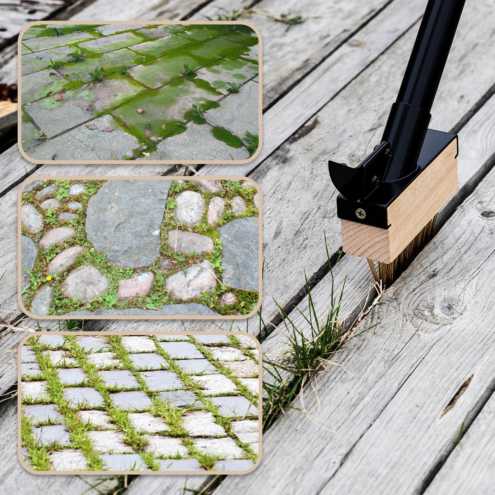 Mitclear eco-friendly weed remover tool with four brush heads