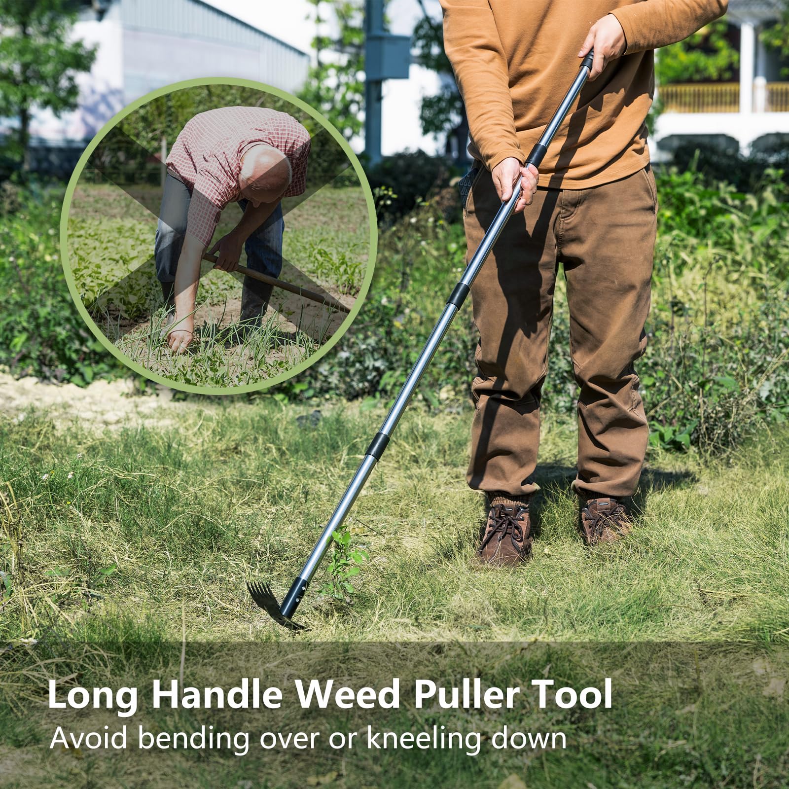 Mitclear extendable 58-inch poles for tall, strain-free weeding