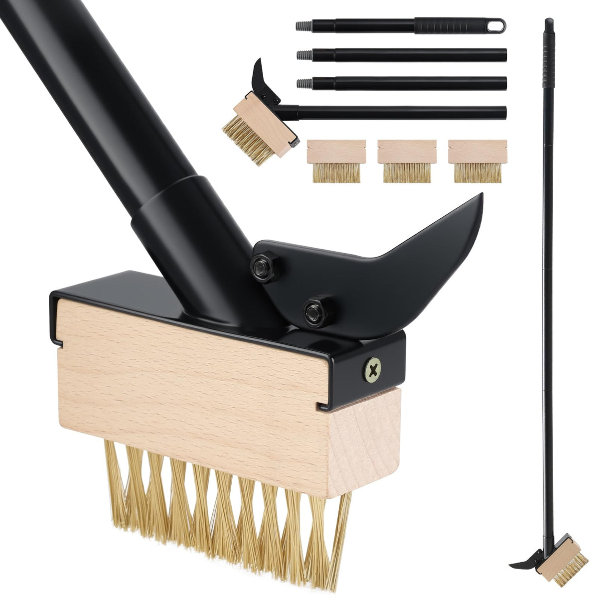 Mitclear weed moss remover brush with long handle for rooftop cleaning
