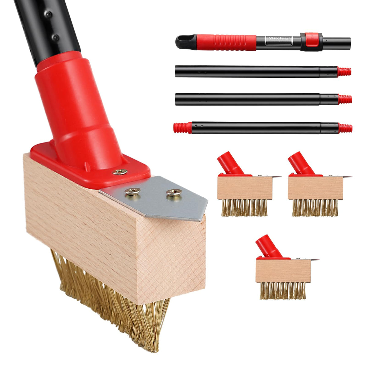 Mitclear moss remove brush with long handle reaches cracks and corners for easy weed removal