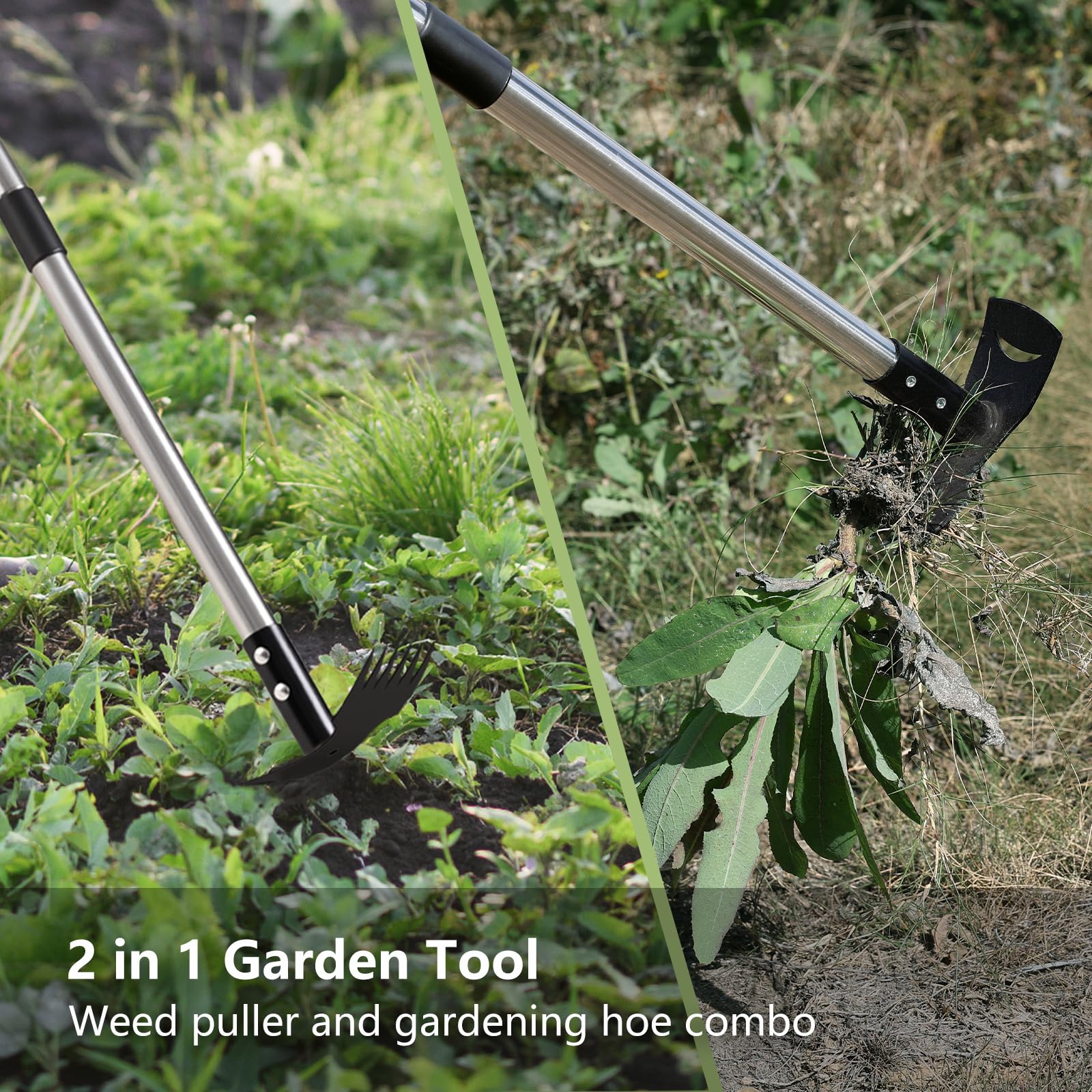 Mitclear 2-in-1 garden hoe and rake for versatile garden tasks