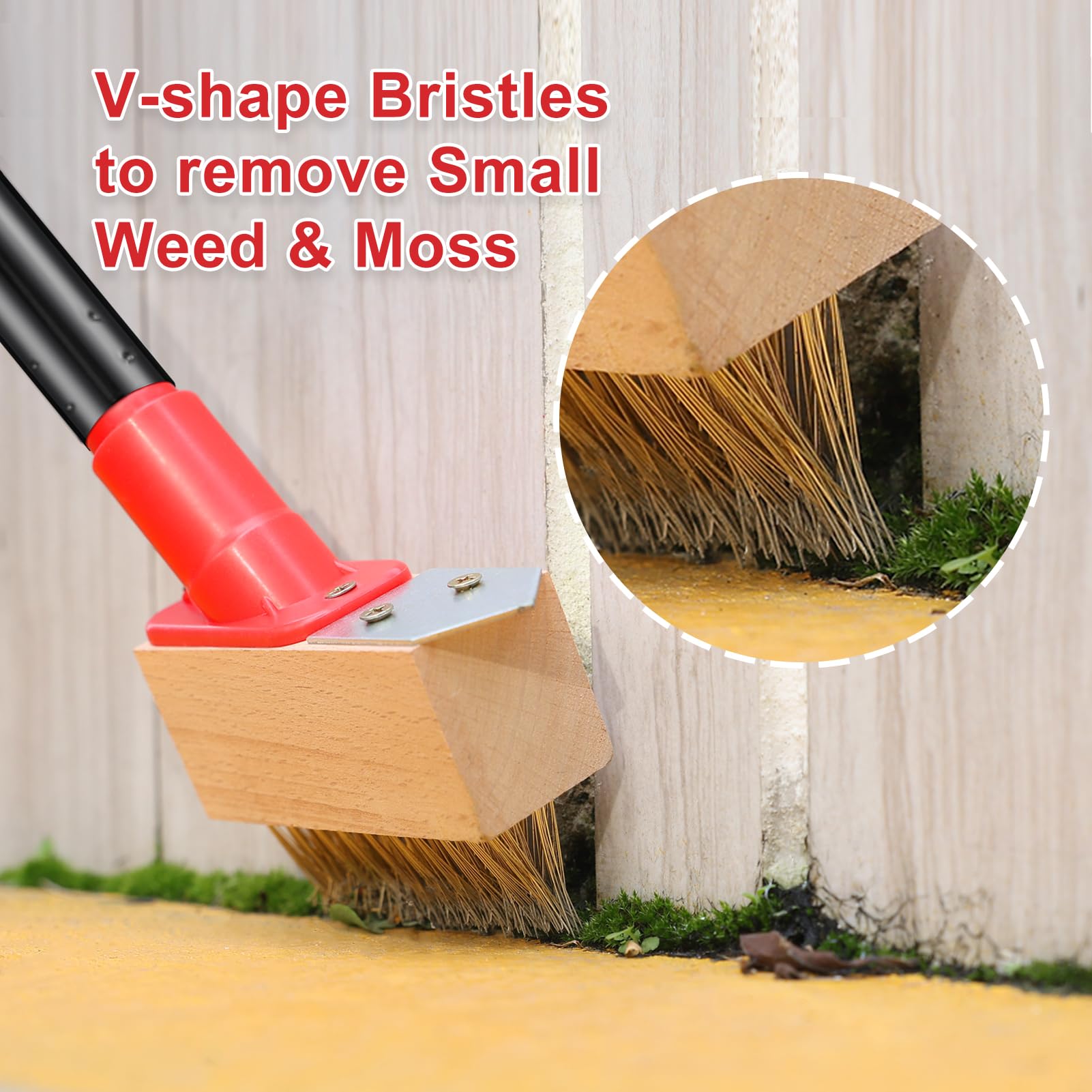 Mitclear wooden brush head designed for outdoor moss removal