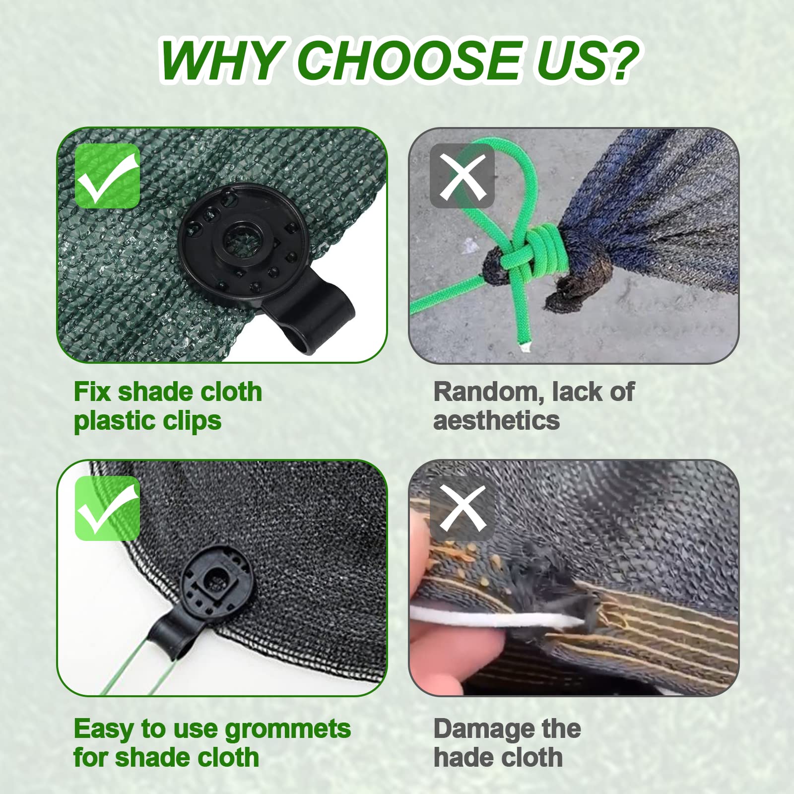 Mity Rain tarp clip hanging setup enables fast shade cloth mounting
