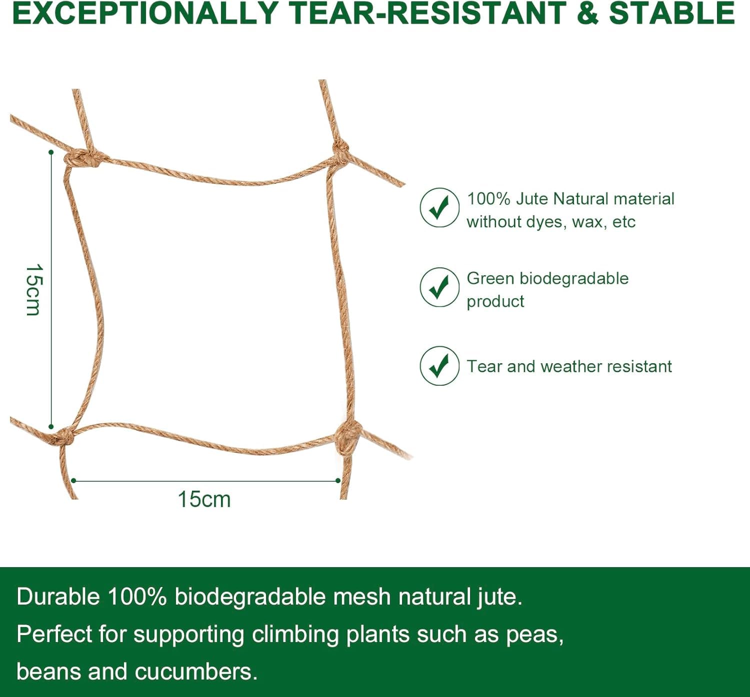 Miuezuth jute netting 3mm durable twine supports crops and flowers