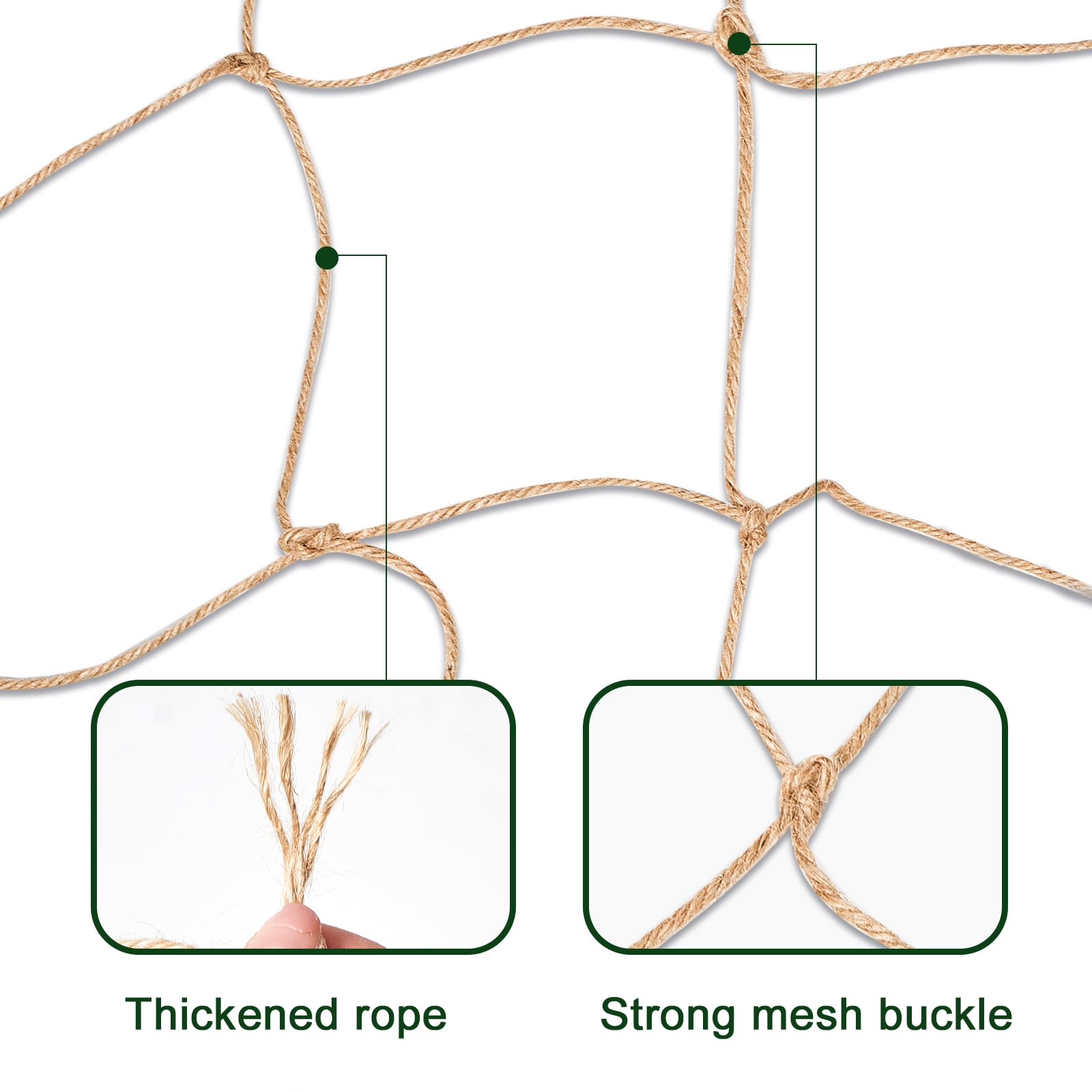 Miuezuth Jute Netting features big 5.9-inch squares for wide growth.