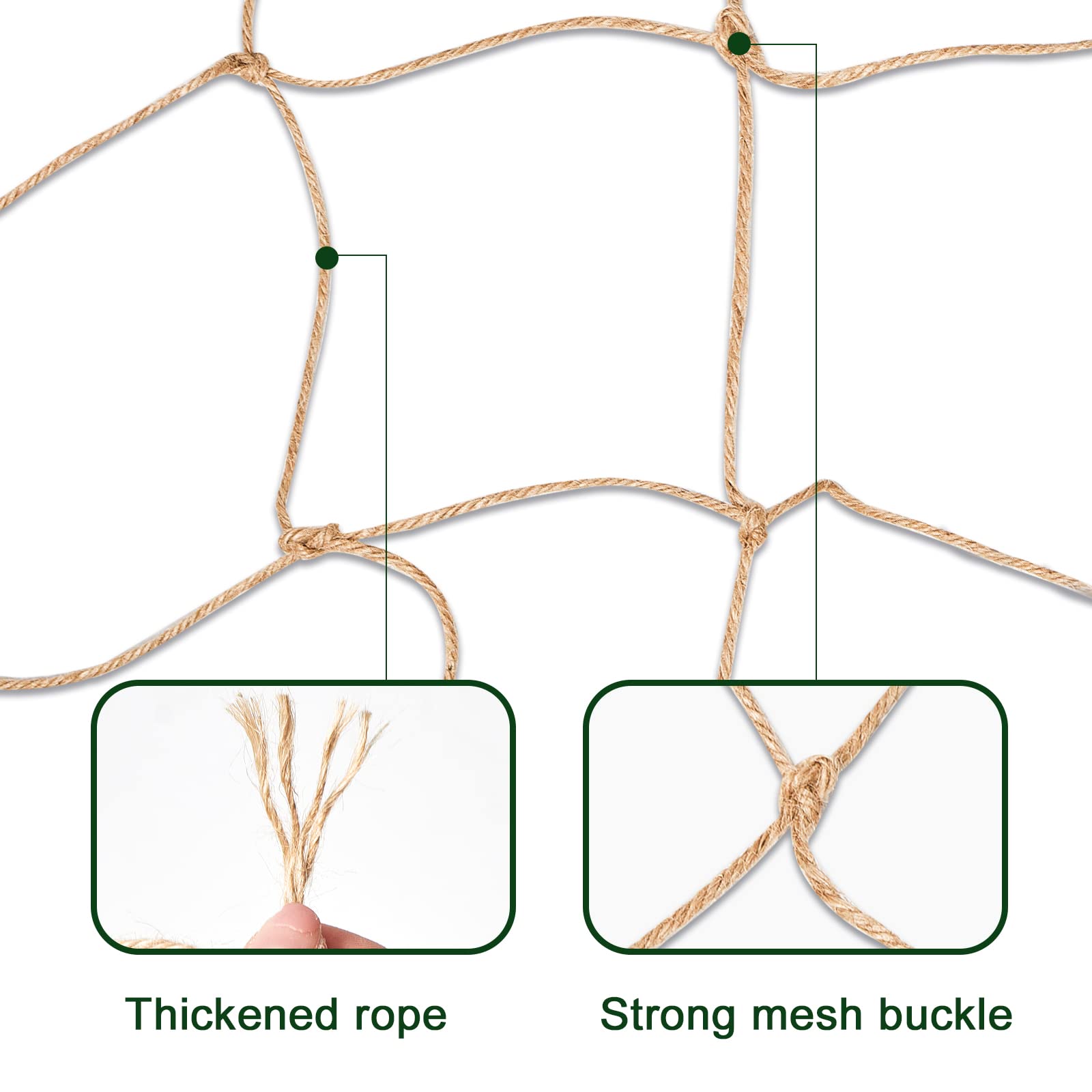 Miuezuth jute trellis netting features 3.9-inch squares for easy climbing.