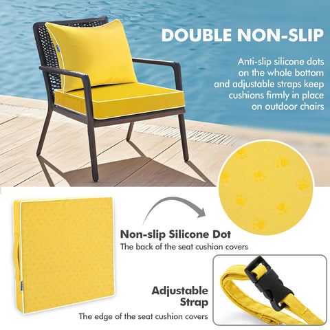 MIULEE adjustable straps securing cushion firmly on chairs and loungers.