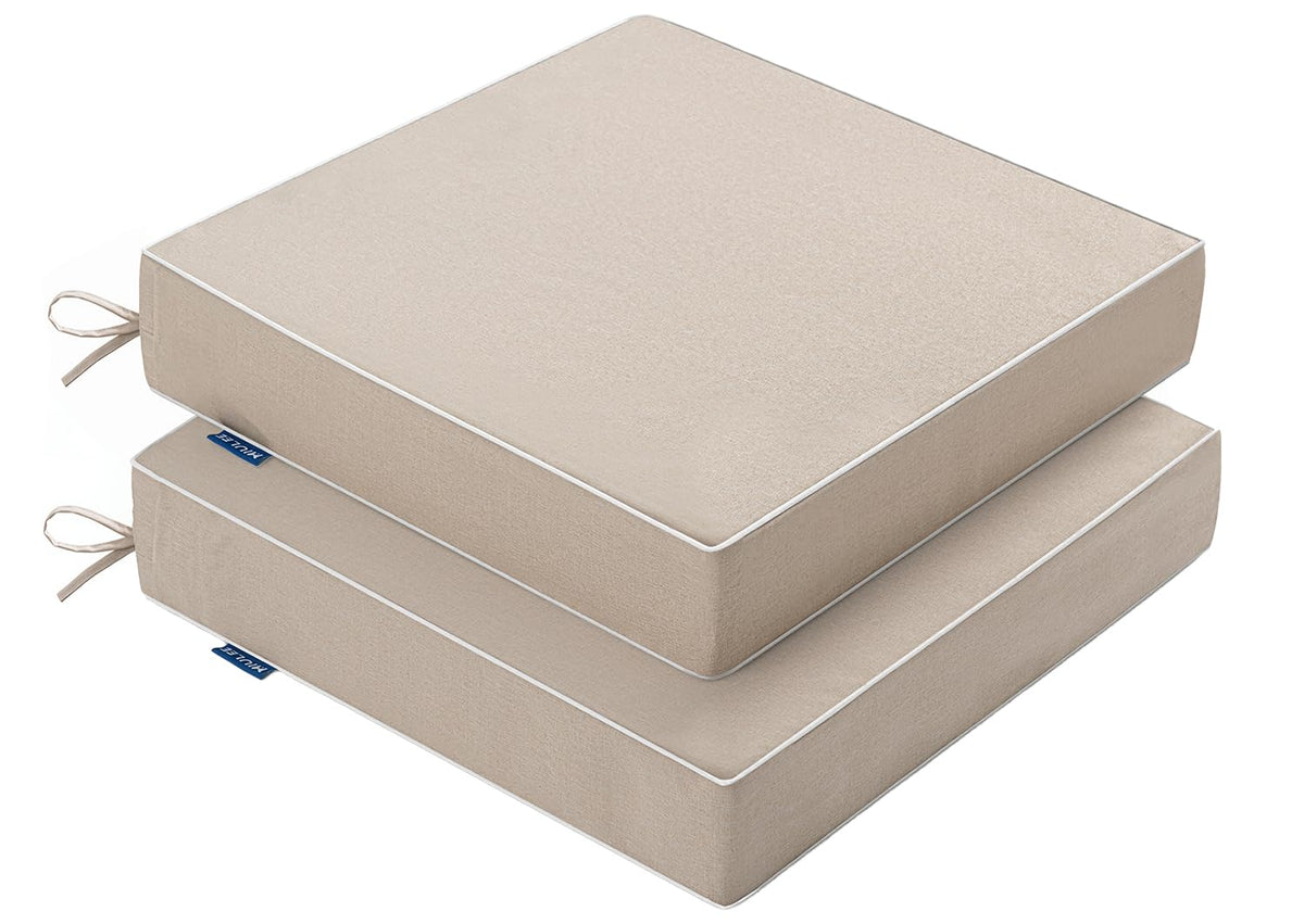 MIULEE beige outdoor chair cushions top view ideal for 19x19x3 inch patio chairs