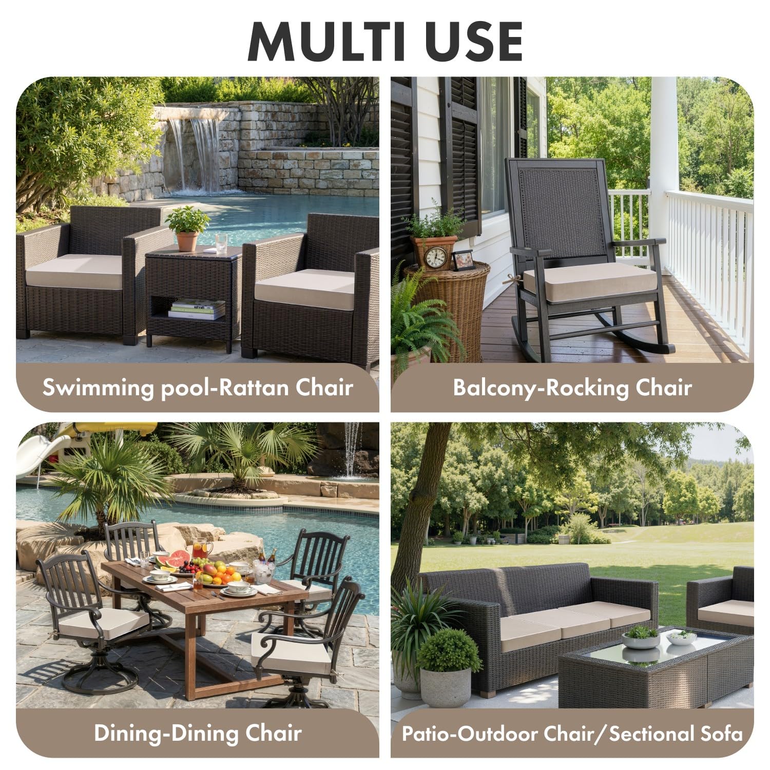 MIULEE cushions on wicker chair in bright patio setting