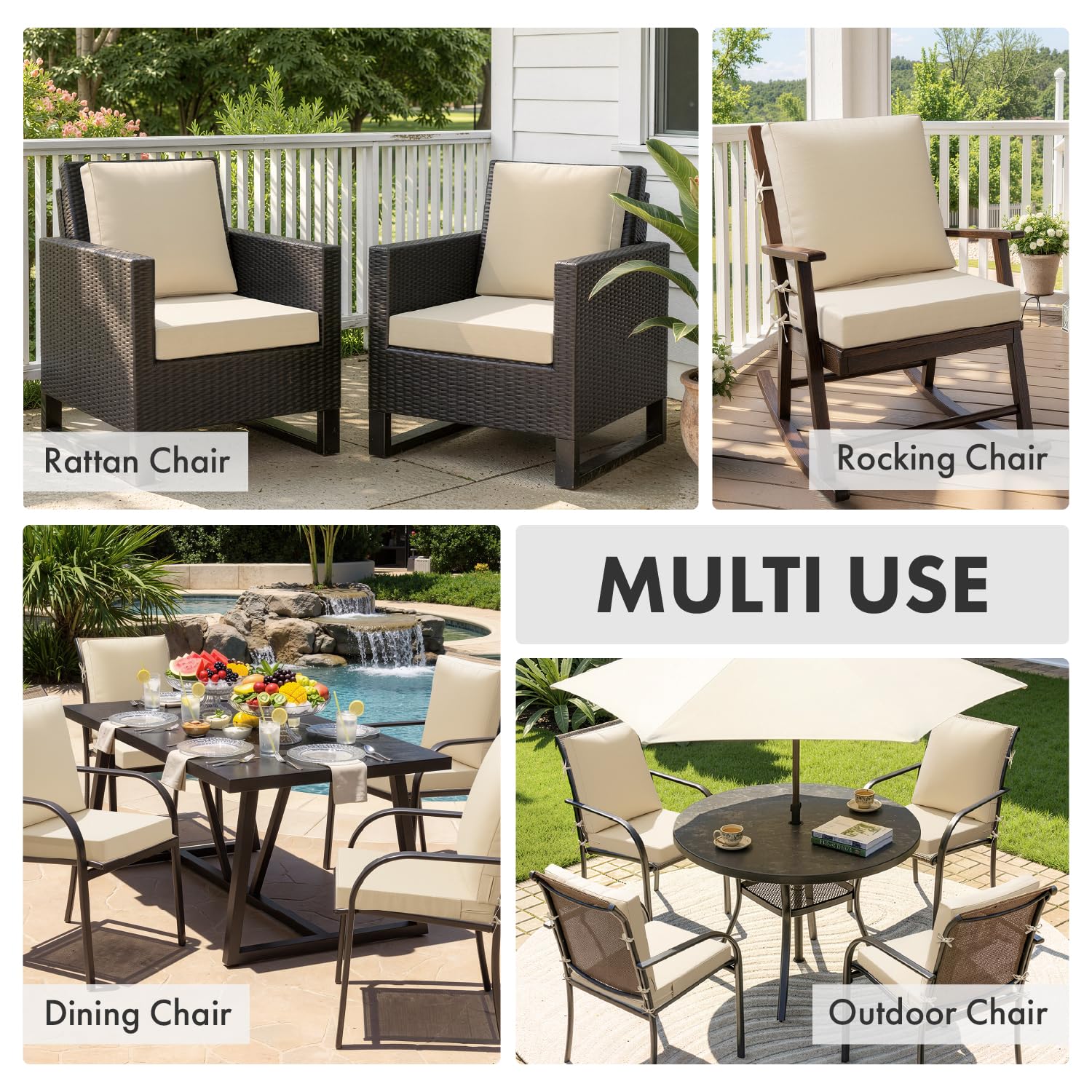 MIULEE seat cushion dimensions 20x20 for versatile patio seating.