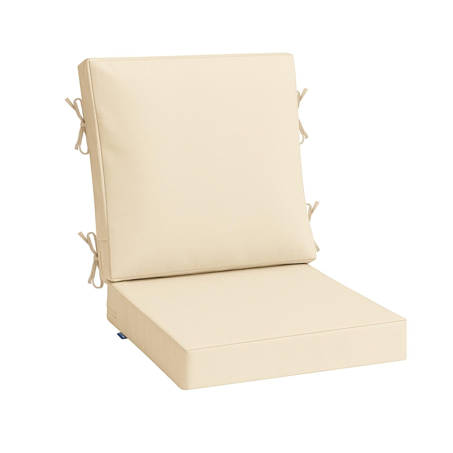 MIULEE beige outdoor seat cushion close-up of textured fabric with color retention.