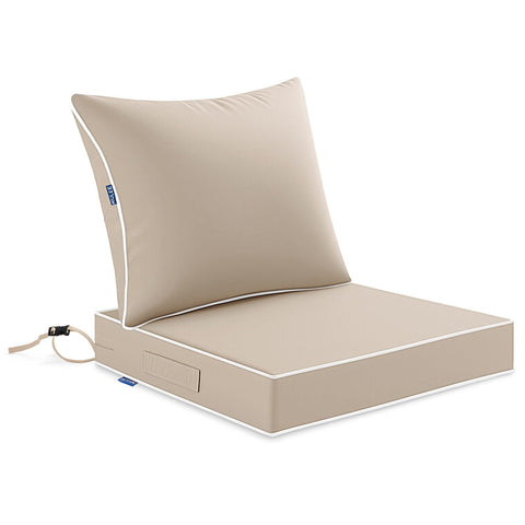 MIULEE beige outdoor seat cushion front view showing comfortable padding and straps