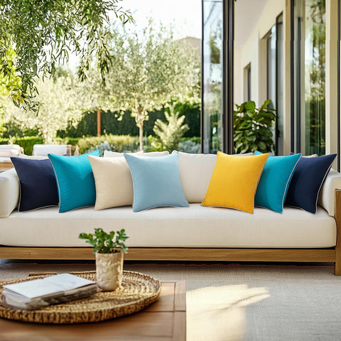 MIULEE 18x18 blue pillow cover showcasing blue hue and sturdy zipper.