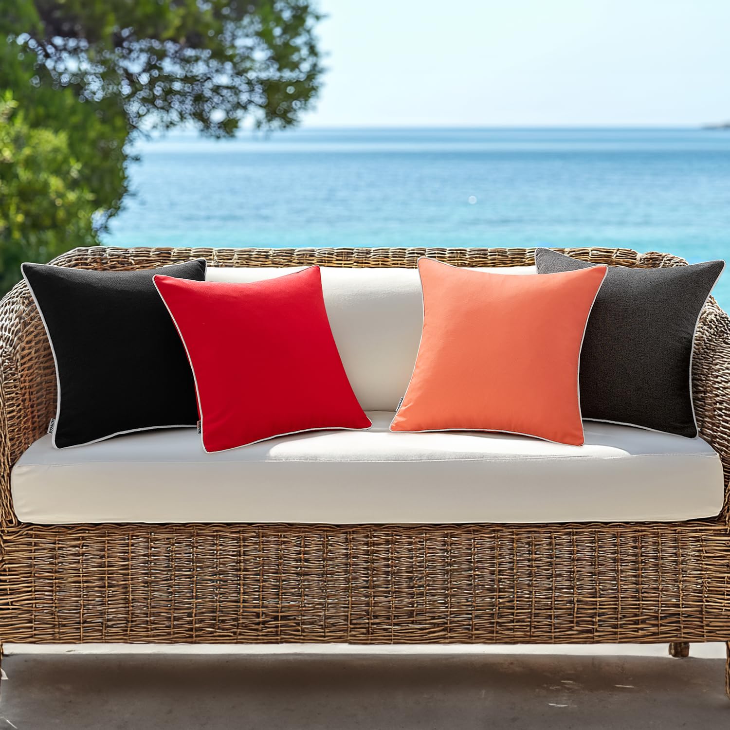 MIULEE canvas polyester pillow cover water-resistant for outdoor use