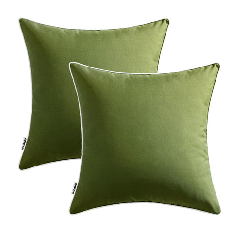 MIULEE pack of two moss green pillow covers for indoor-outdoor use.