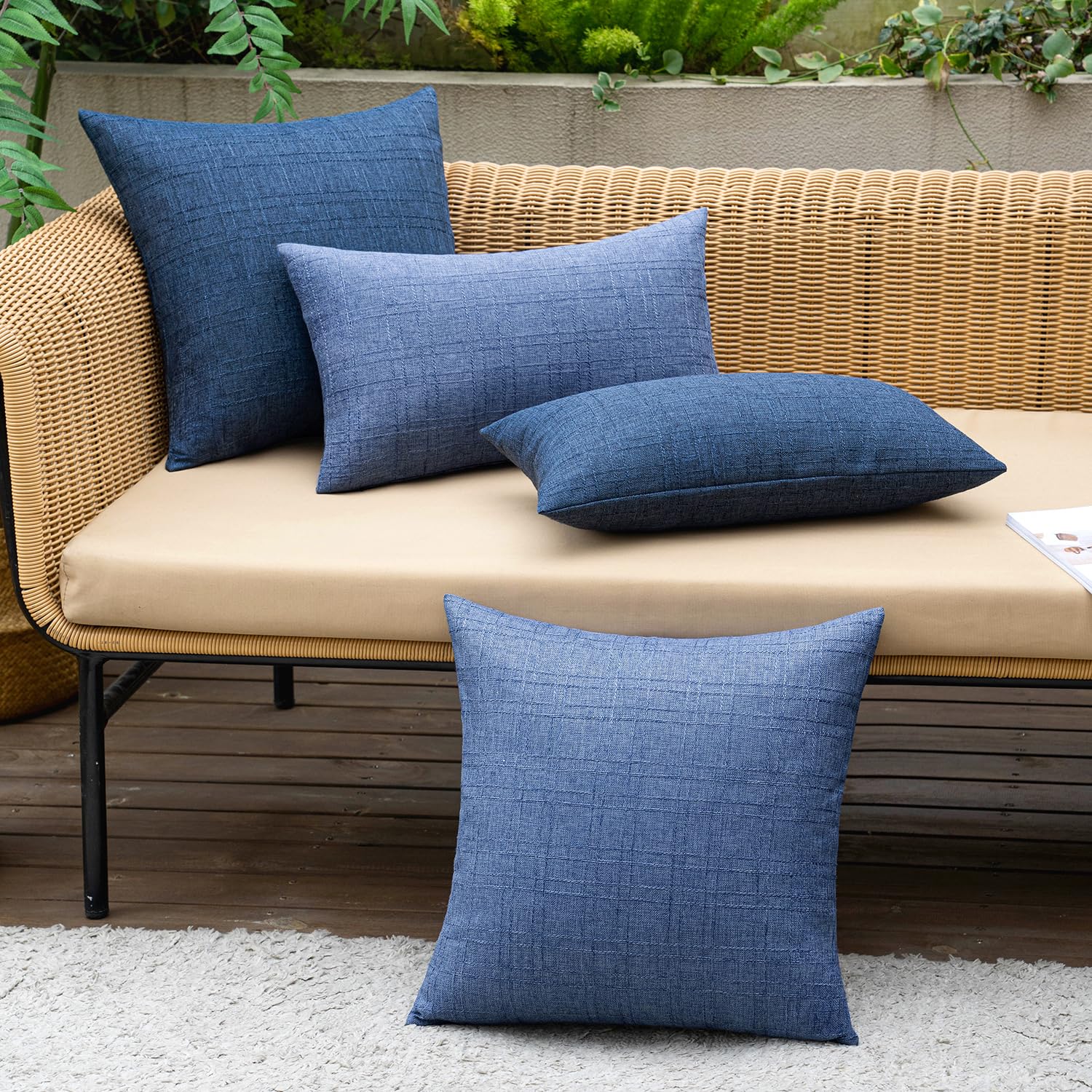 MIULEE easy care navy pillow cover, machine washable for home use