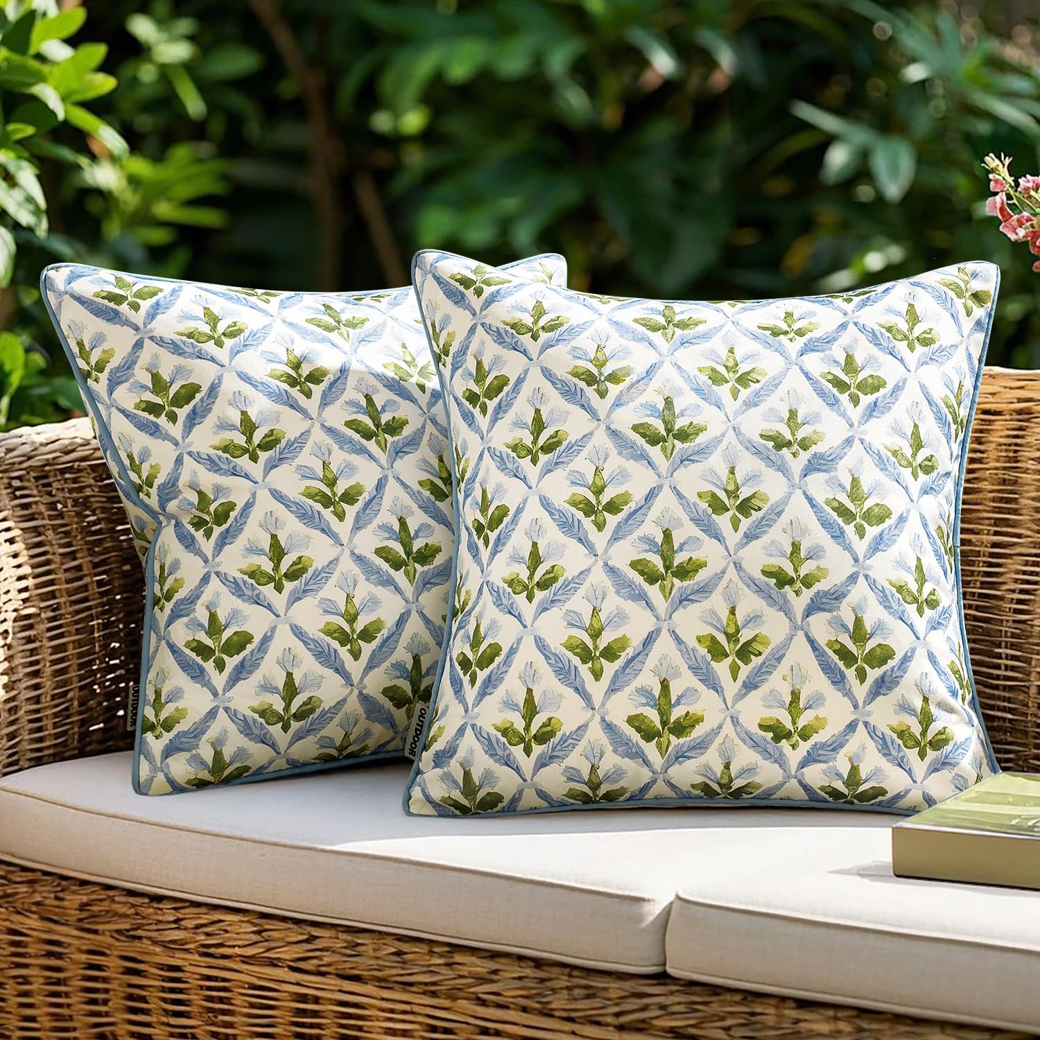 MIULEE floral decorative pillow cover 20x20 in blue-green for outdoor decor