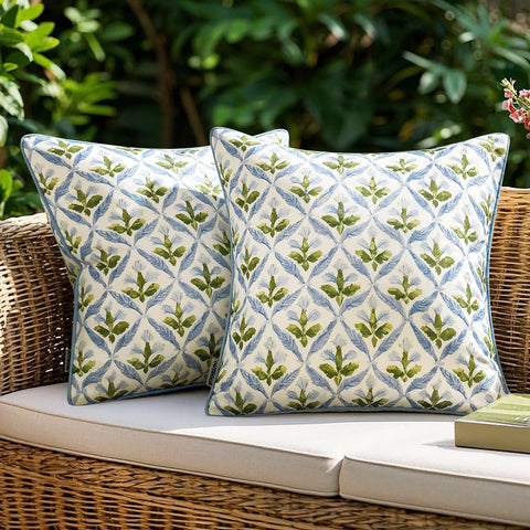 MIULEE floral pillow cover close-up with vibrant print and durable canvas texture.