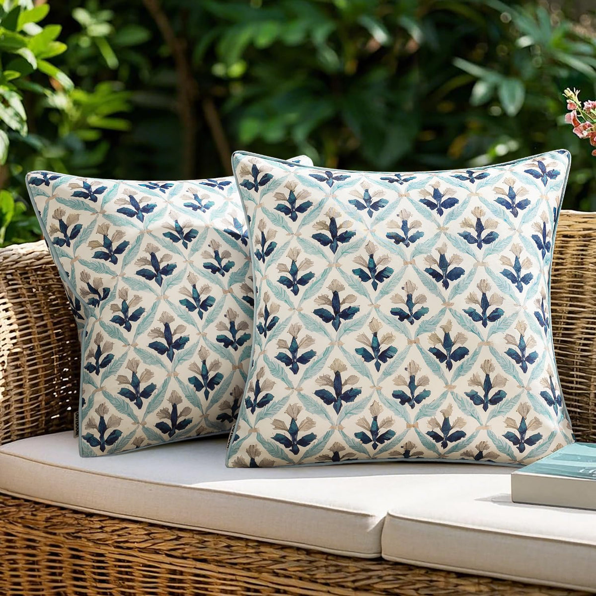 MIULEE floral pillow cover closeup showing vibrant blooms for outdoor decor