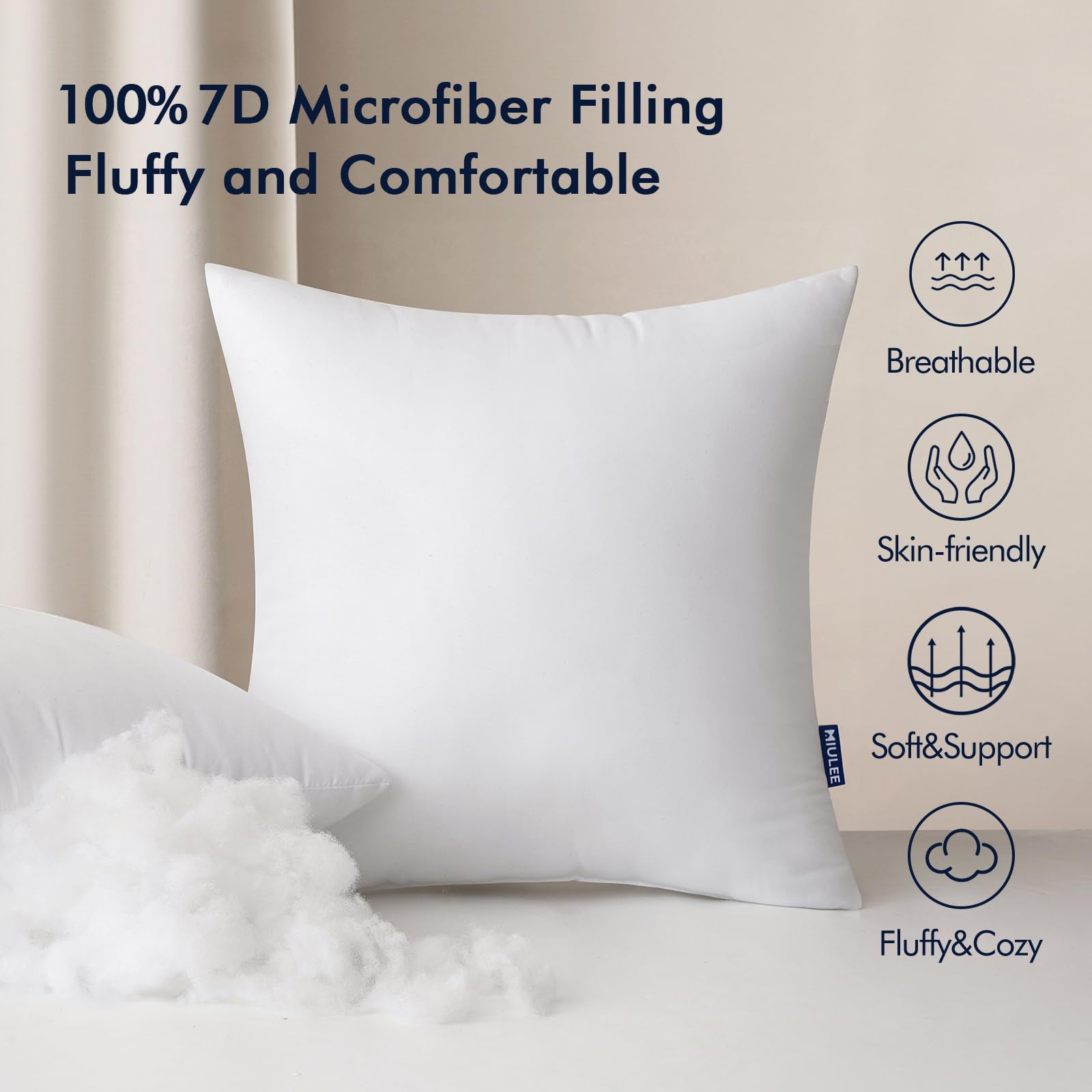 MIULEE four-pack 18x18 pillow inserts keep cushions plump and ready.