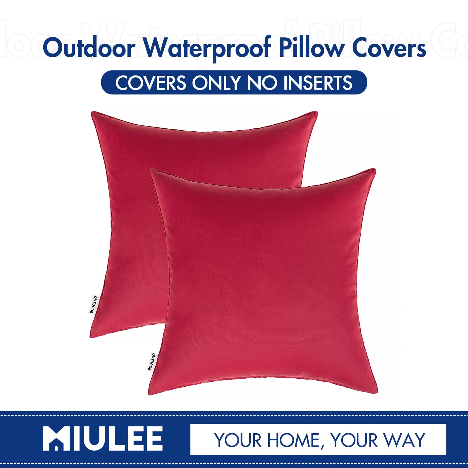 MIULEE machine-washable red pillow cover ideal for outdoor living.