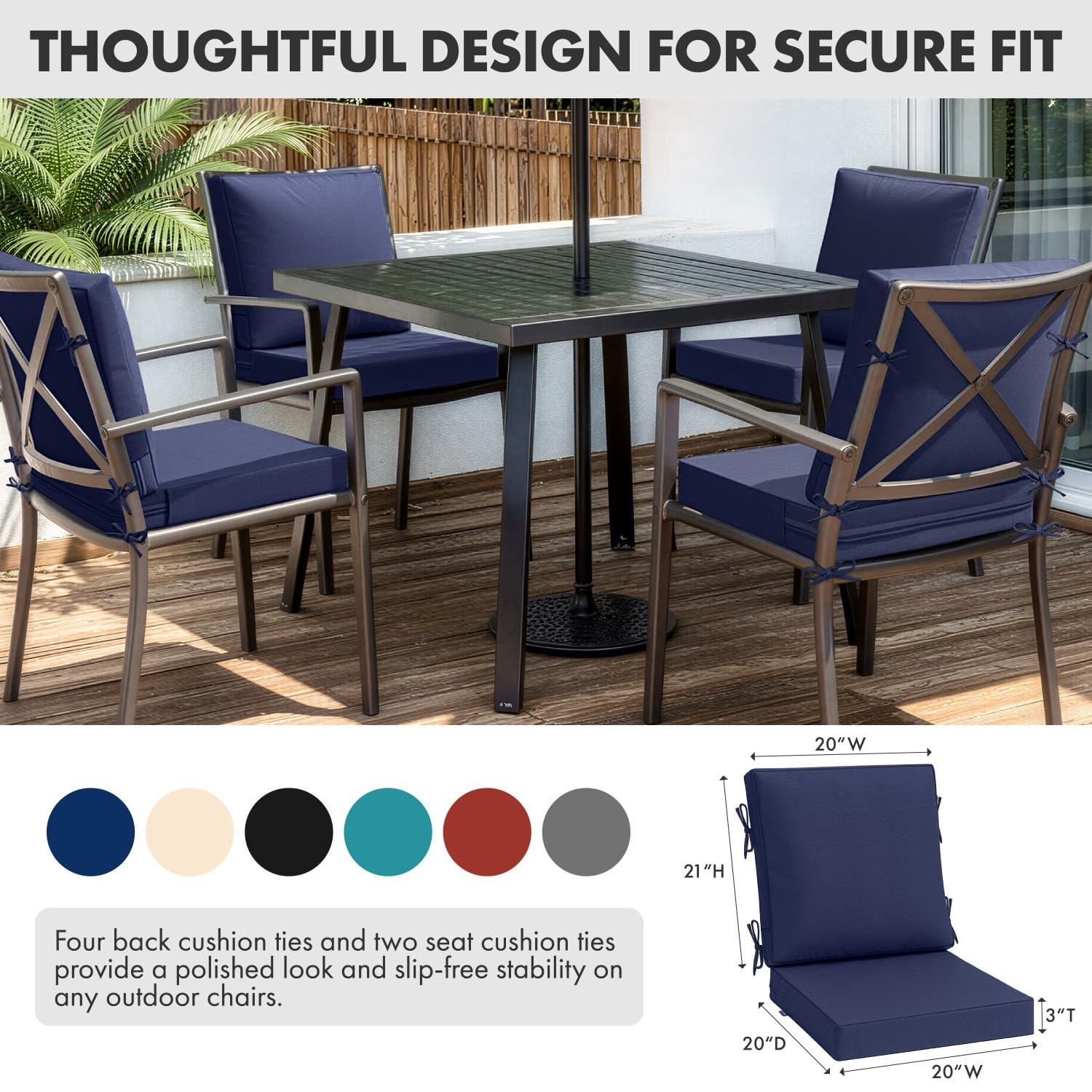 MIULEE cushion on chair demonstrates stylish outdoor dining setup