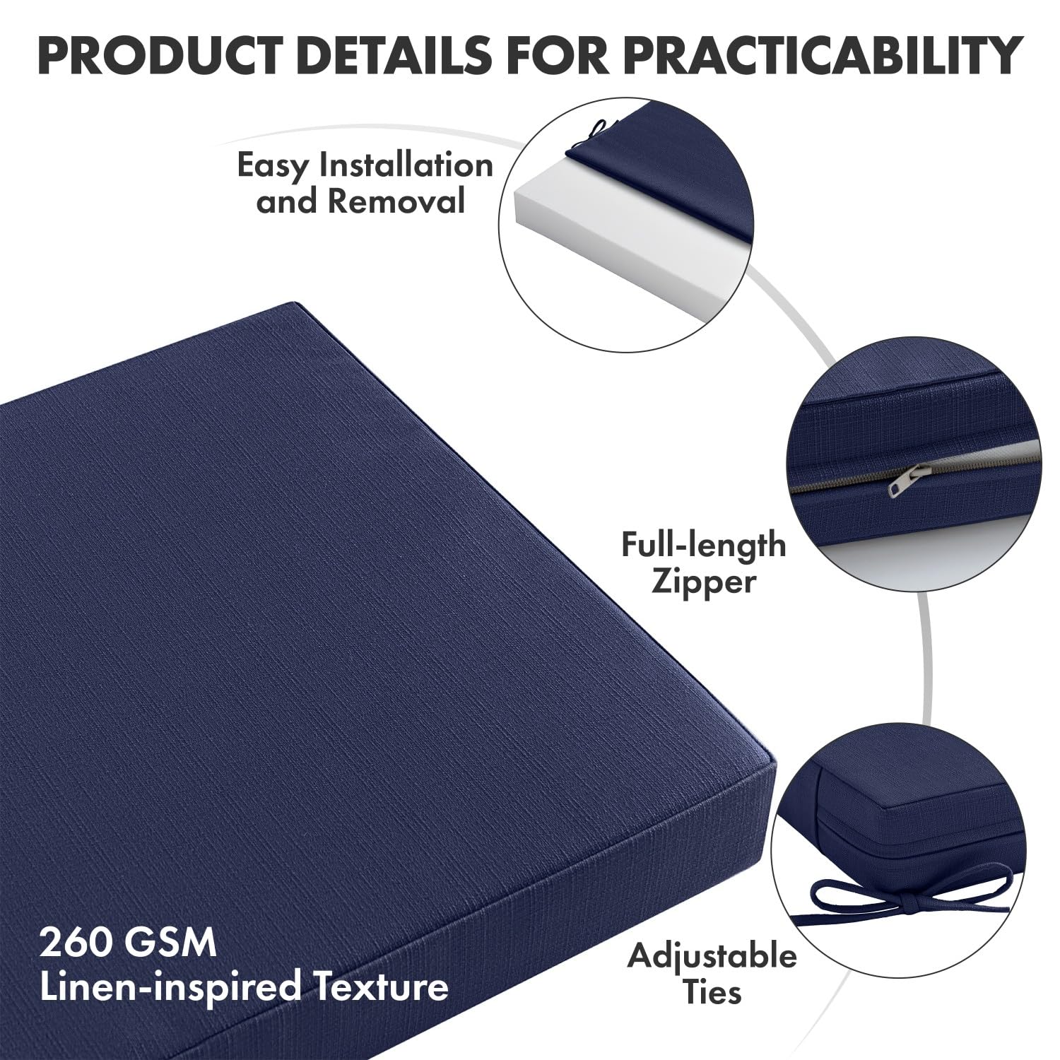 MIULEE cushion with ties secures cushions on any chair
