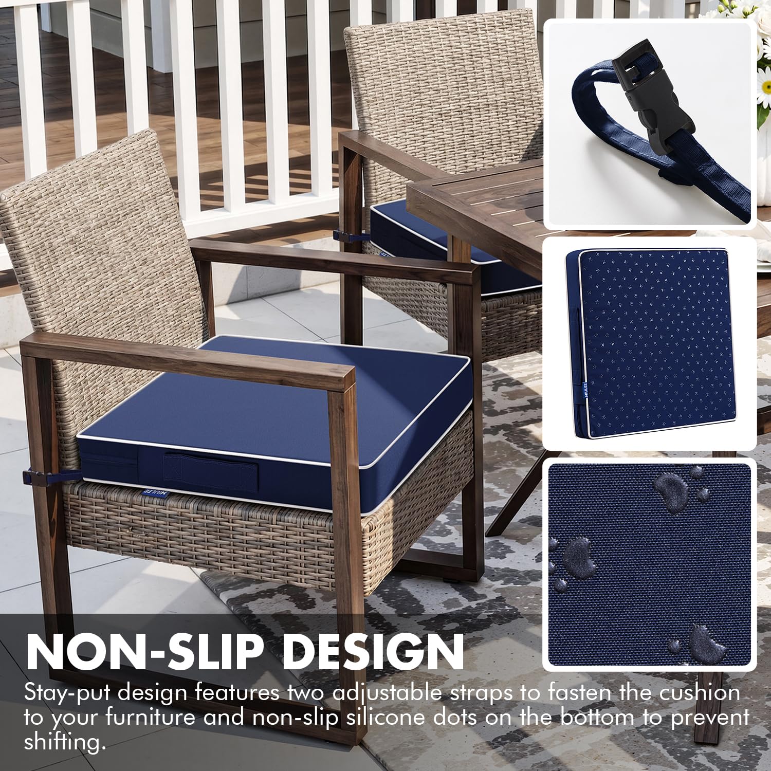 MIULEE cushion bottom with non-slip dots prevents movement on windy days