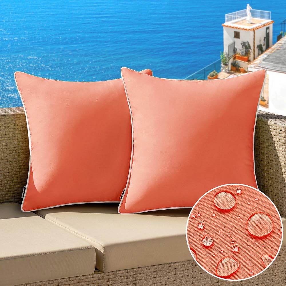 MIULEE outdoor pillow cover coral red 18x18 for patio seating