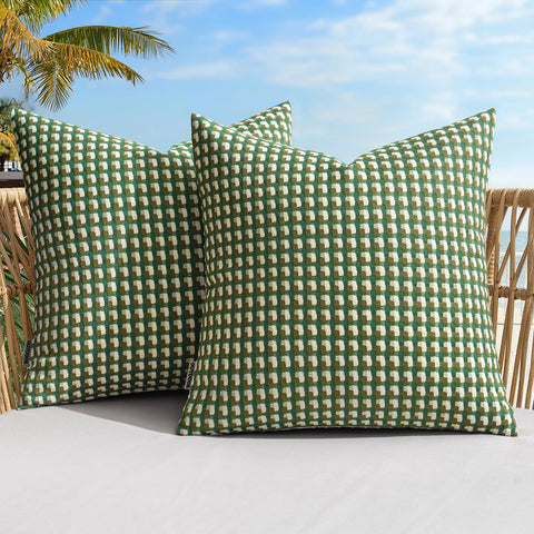 MIULEE outdoor green pillow cover, front view, waterproof for patio comfort.