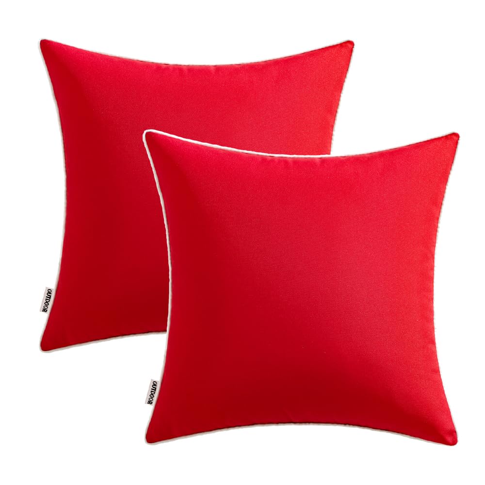 MIULEE red pillow cover on patio setting highlights easy outdoor styling