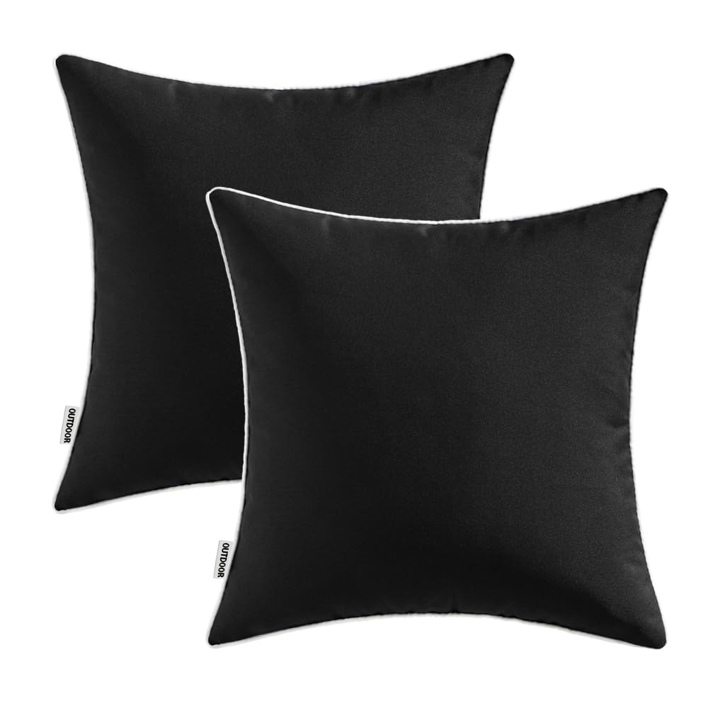 MIULEE 18x18 black solid cover, easy care machine washable for outdoor spaces