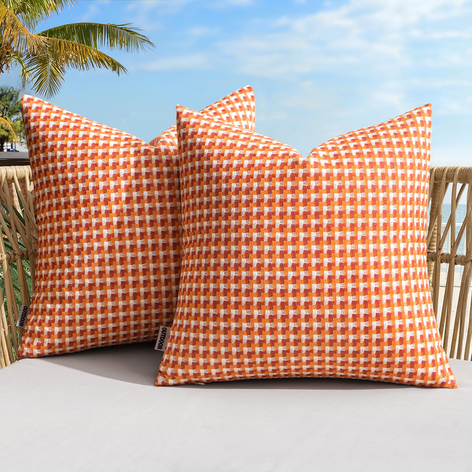 MIULEE outdoor pillow cover waterproof fabric keeps cushions dry during light rain.