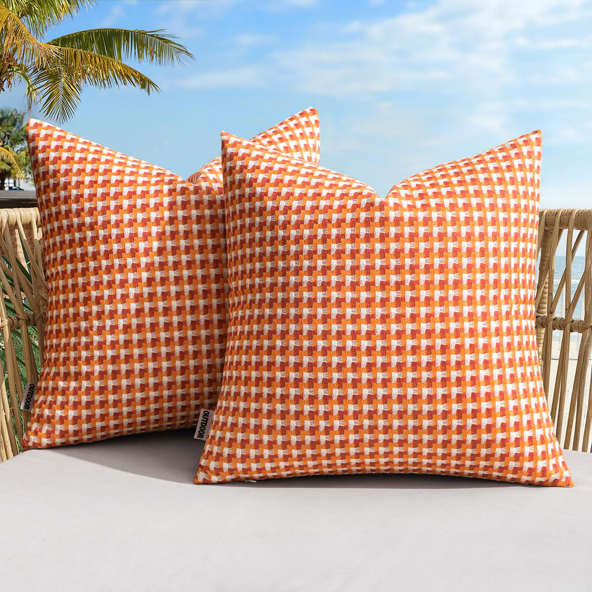 MIULEE outdoor pillow cover waterproof fabric keeps cushions dry during light rain.