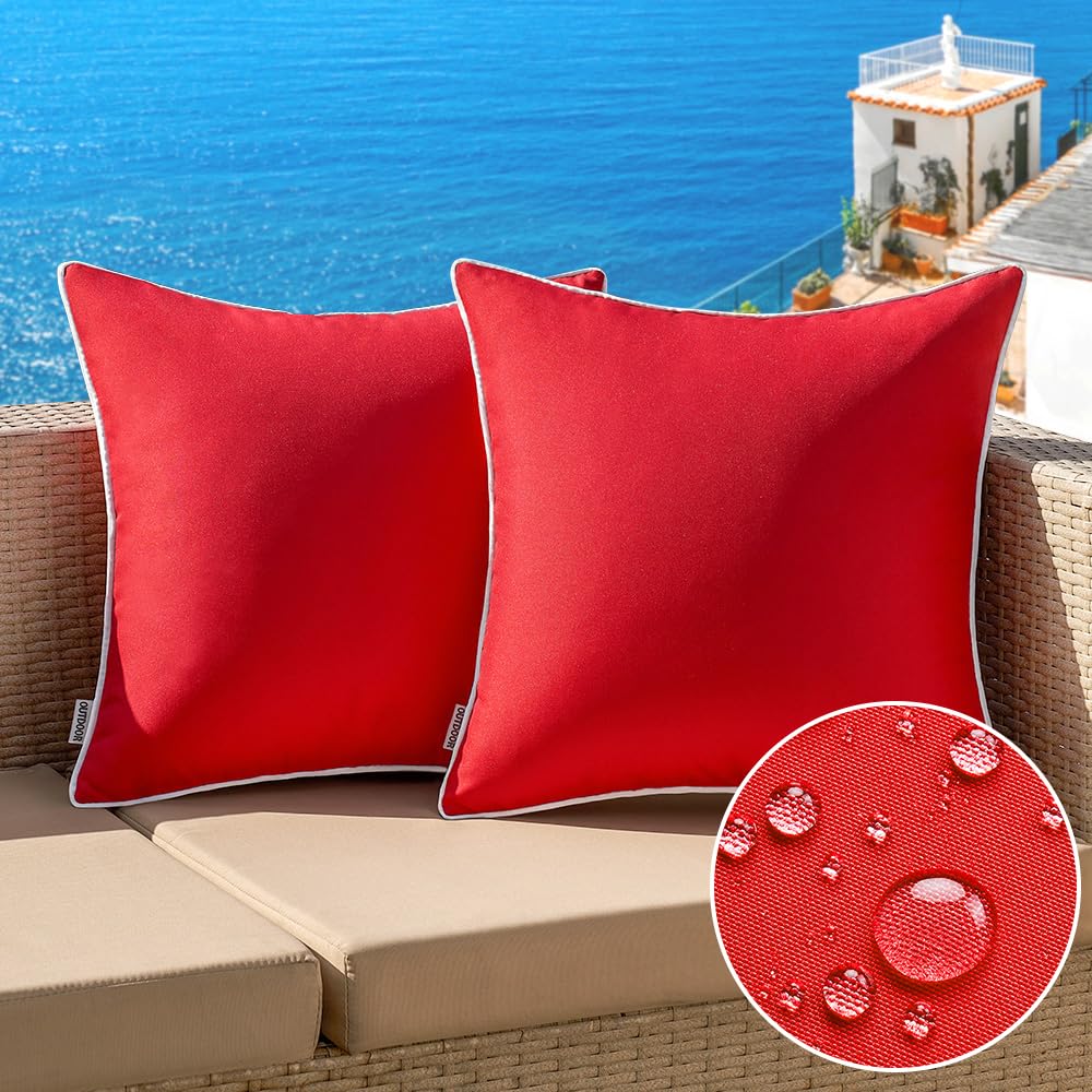 MIULEE outdoor pillow cover red - waterproof fabric protects against splashes on patio